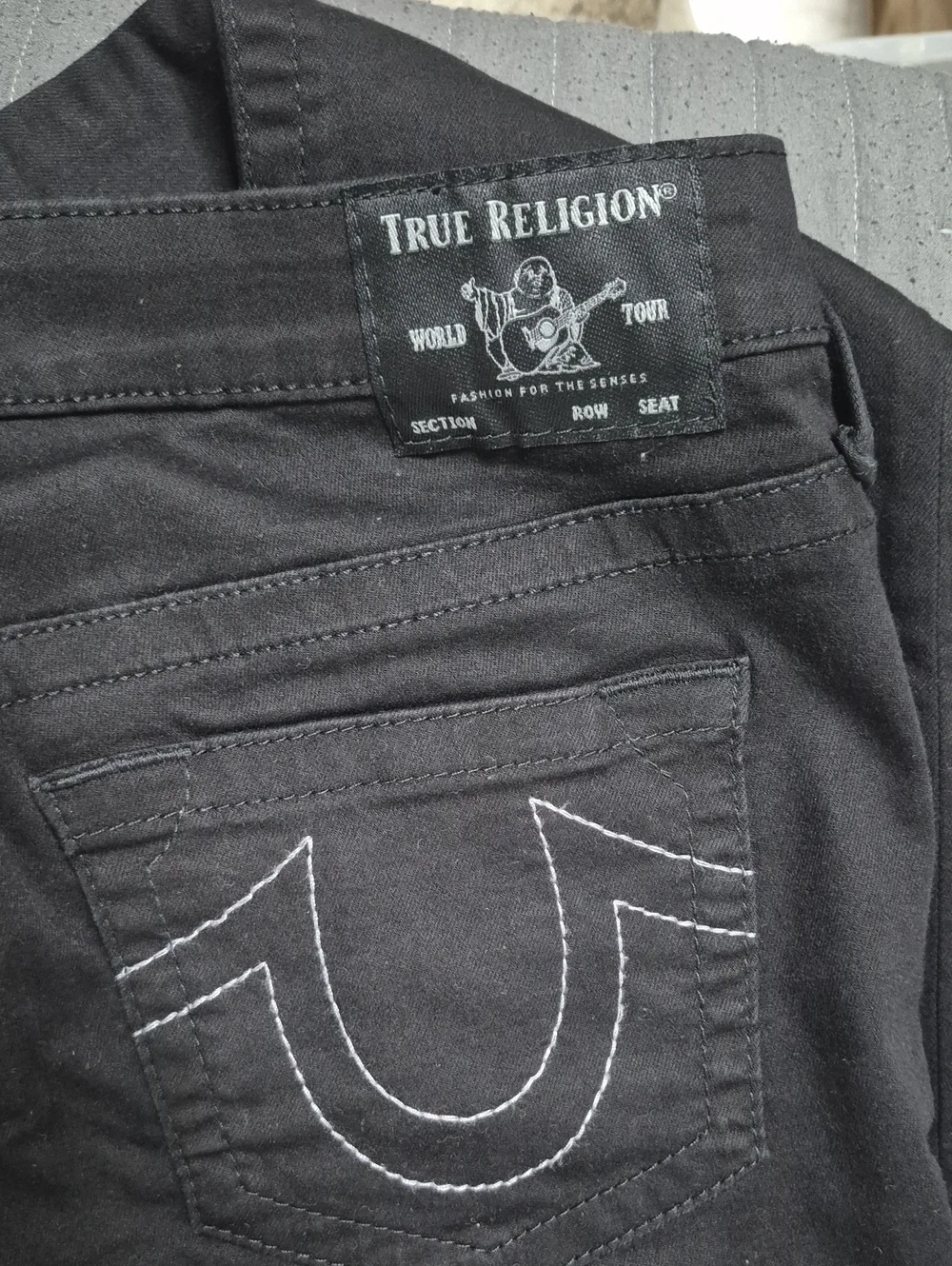 True Religion Women's Black Skinny Jeans with Signature Pocket Stitch